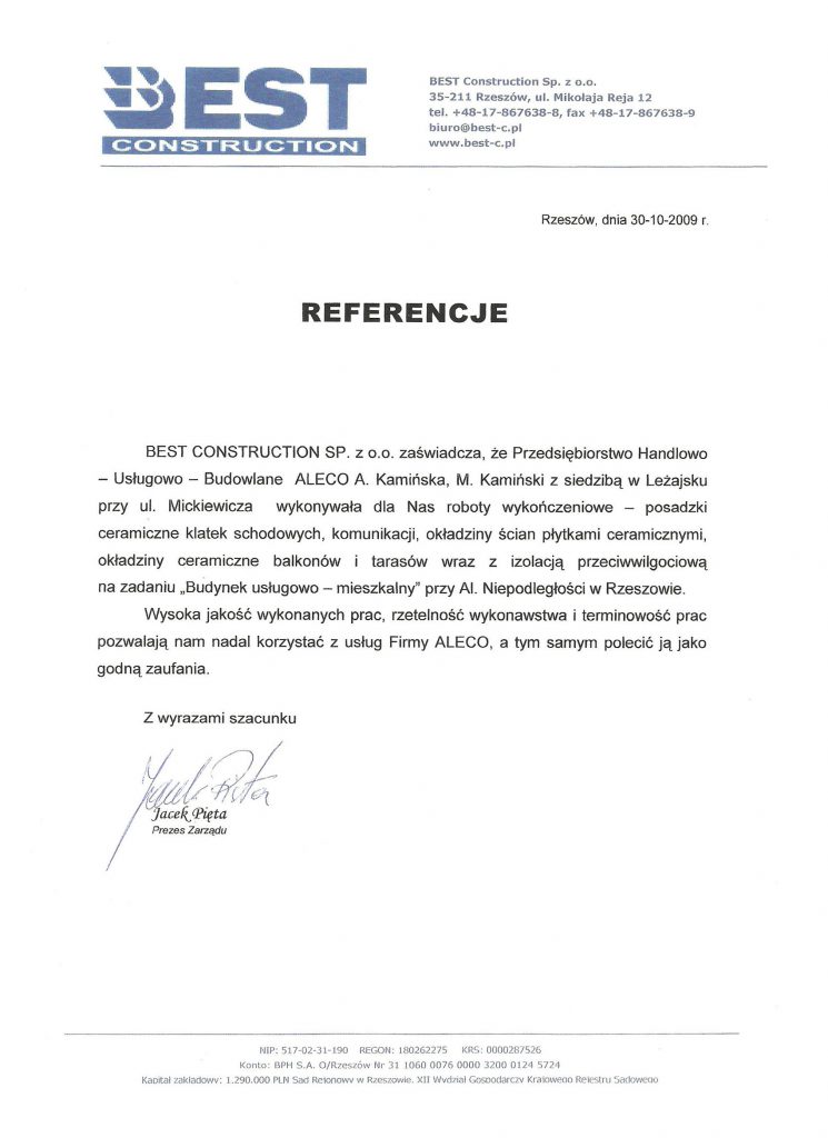 Referencja BEST Construction